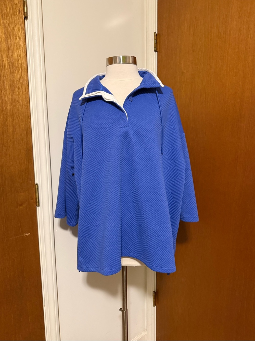 T by TALBOTS Blue Textured Collar Sweater Pullover - Women